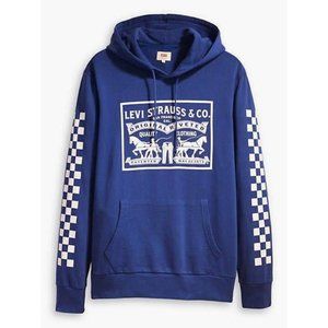 Levis Logo Graphic Pullover Hoodie Blue Sz Small